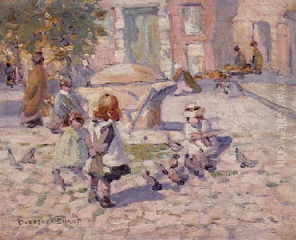 A Sunny Day In The Market Square Oil Painting by Dorothea Sharp