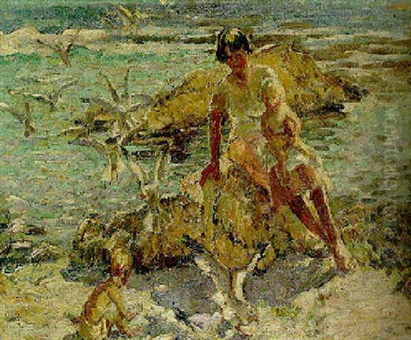 Feeding The Gulls Oil Painting by Dorothea Sharp