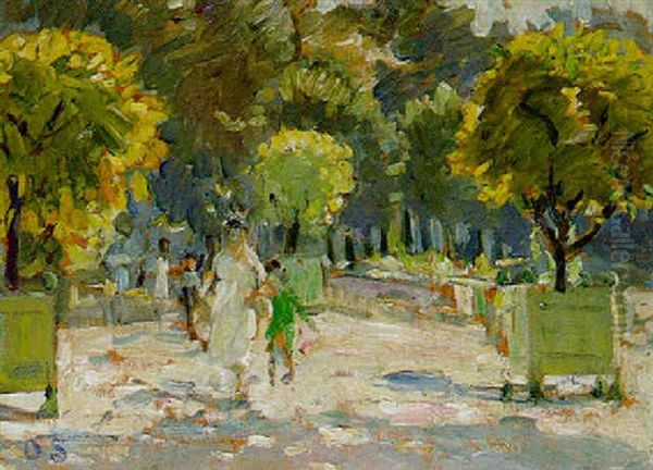 The Tuileries, Paris - Mother And Child Oil Painting by Dorothea Sharp