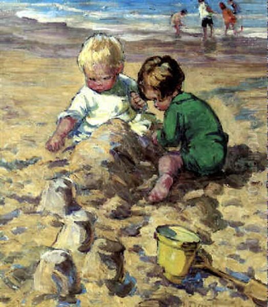 Building Sandcastles Oil Painting by Dorothea Sharp