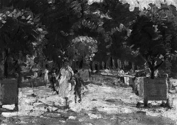 The Tuilleries, Paris - Mother And Child Oil Painting by Dorothea Sharp