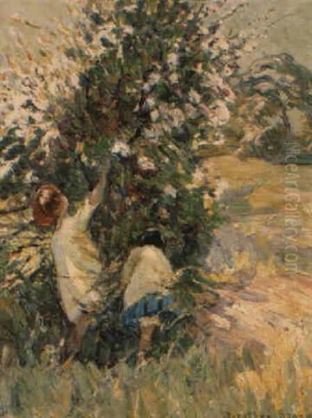 Children Picking Blossom Oil Painting by Dorothea Sharp