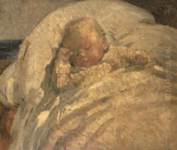 A Sleeping Baby Oil Painting by Dorothea Sharp