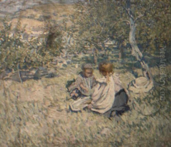 A Summer Picnic Oil Painting by Dorothea Sharp