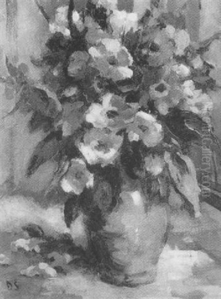 Summer Flowers In A Brown Vase On A Table Oil Painting by Dorothea Sharp