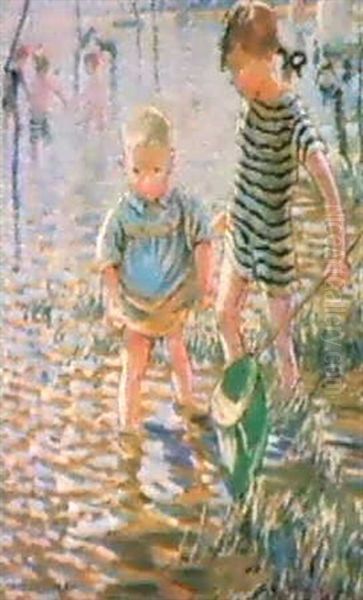 Children Shrimping Oil Painting by Dorothea Sharp
