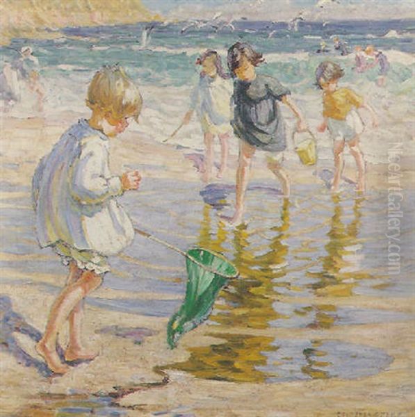 Having Fun On The Beach Oil Painting by Dorothea Sharp