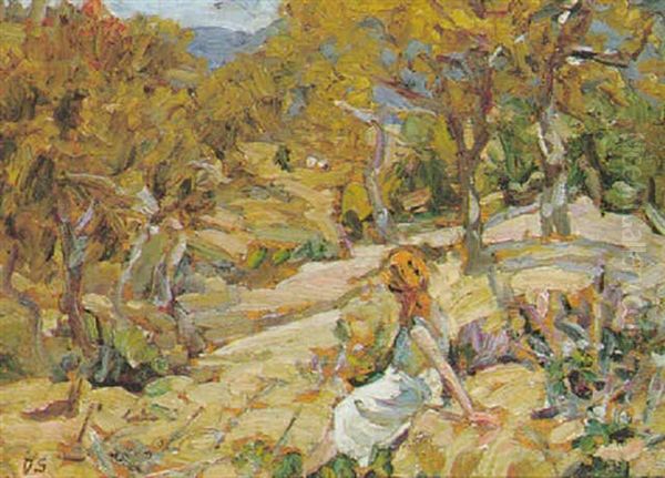 Girl In An Orchard Oil Painting by Dorothea Sharp