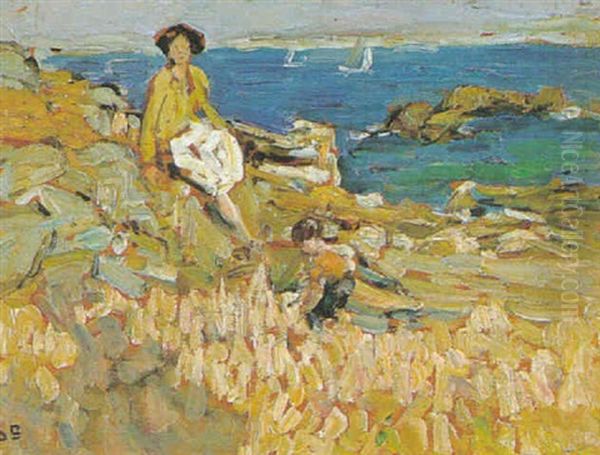 Young Girl Seated On A Rock Oil Painting by Dorothea Sharp