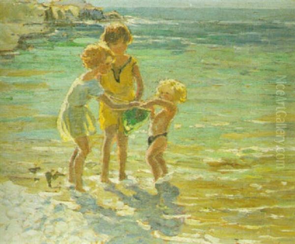 Shrimping In The Shallows Oil Painting by Dorothea Sharp