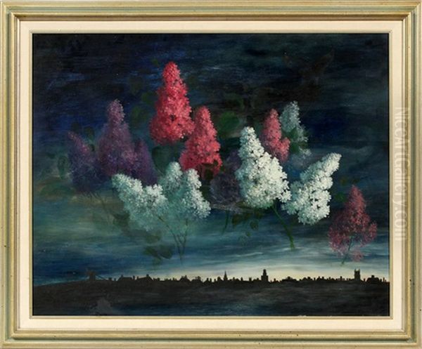 Lilacs Over Nantucket Oil Painting by John Oliver Sharp