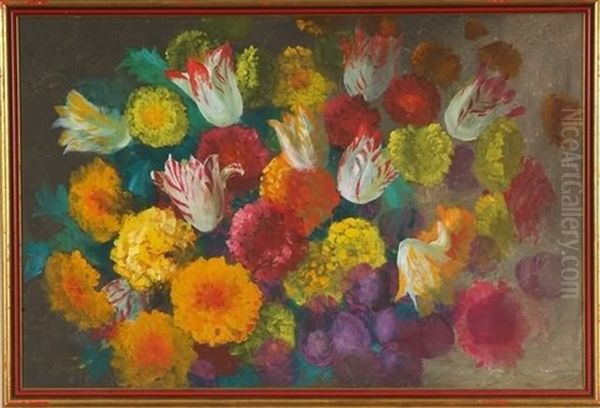 Still Life, Floral, Tulips Oil Painting by John Oliver Sharp