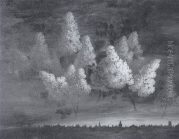 Lilacs Over Nantucket Oil Painting by John Oliver Sharp