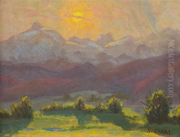 Sunset Over The Mountains Oil Painting by Joseph Henry Sharp