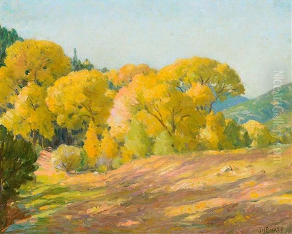 Cottonwoods Canon, Taos Oil Painting by Joseph Henry Sharp
