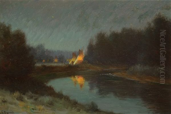 Crow Evening Oil Painting by Joseph Henry Sharp