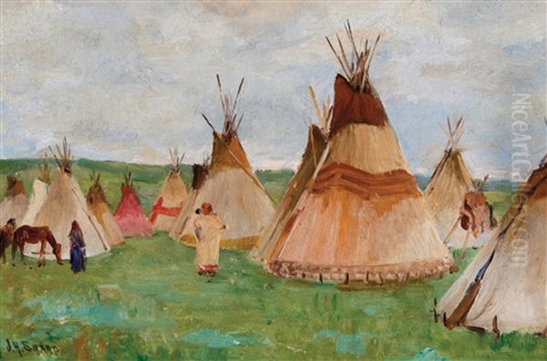 Blackfoot, Glacier Park Oil Painting by Joseph Henry Sharp