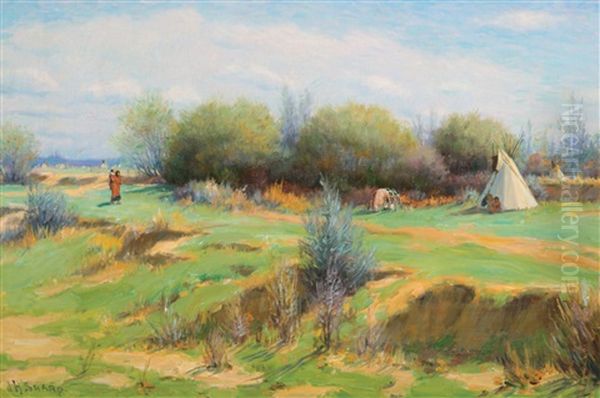 Indian Encampment In Spring Oil Painting by Joseph Henry Sharp