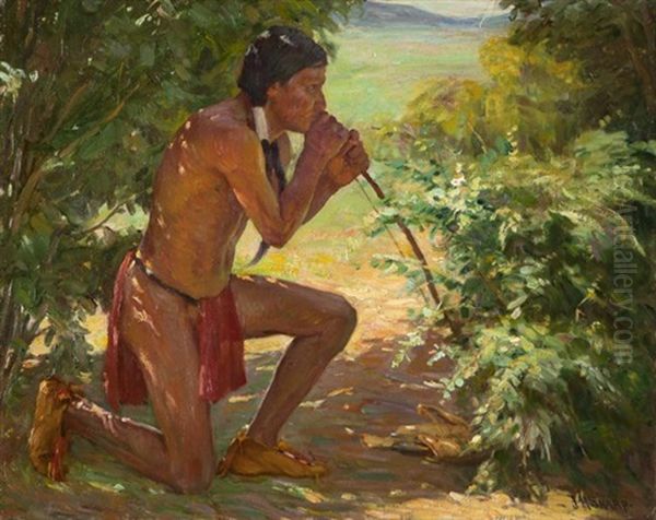 Watchful Waiting / Francisco Martinez Oil Painting by Joseph Henry Sharp