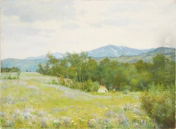 Blackfeet Camp Oil Painting by Joseph Henry Sharp