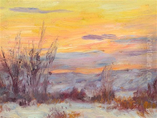 Crow Country Sunset Oil Painting by Joseph Henry Sharp