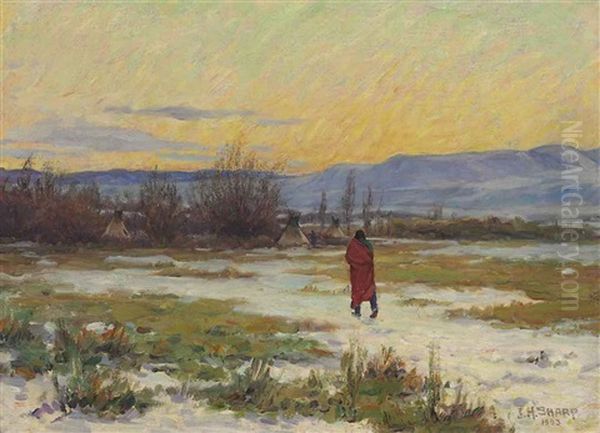 Evening On The Crow Reservation Oil Painting by Joseph Henry Sharp