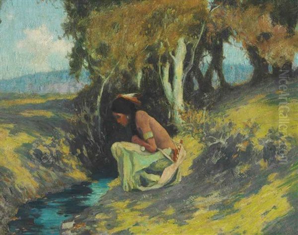 Squaw Winter, Crow Reservation, Montana Oil Painting by Joseph Henry Sharp