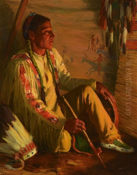 Hunting Son, Taos Indian Oil Painting by Joseph Henry Sharp