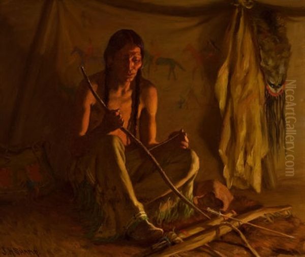 Bowman, Blackfoot Reservation Oil Painting by Joseph Henry Sharp