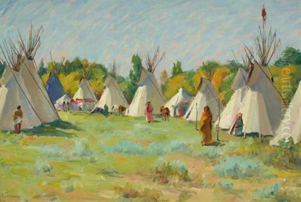 The Blue Teepee Oil Painting by Joseph Henry Sharp