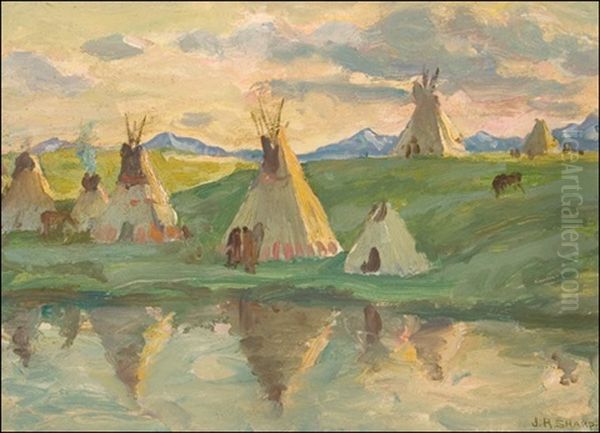 Blackfeet, Glacier Park Oil Painting by Joseph Henry Sharp