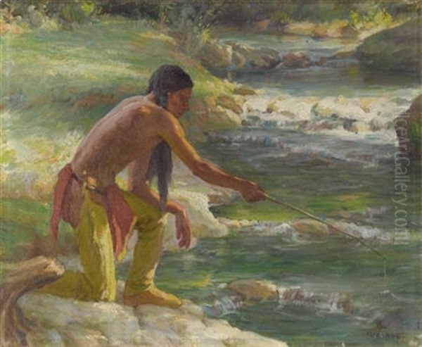 Taos Fishing Trip Oil Painting by Joseph Henry Sharp