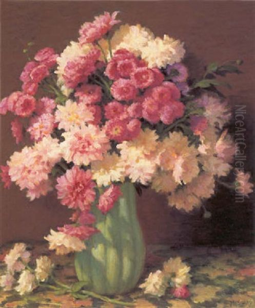 California Chrysanthemums Oil Painting by Joseph Henry Sharp