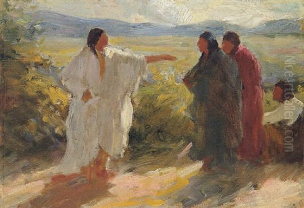 The Tribal Meeting Oil Painting by Joseph Henry Sharp
