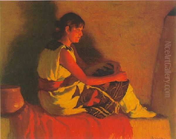 Leaf Down Oil Painting by Joseph Henry Sharp