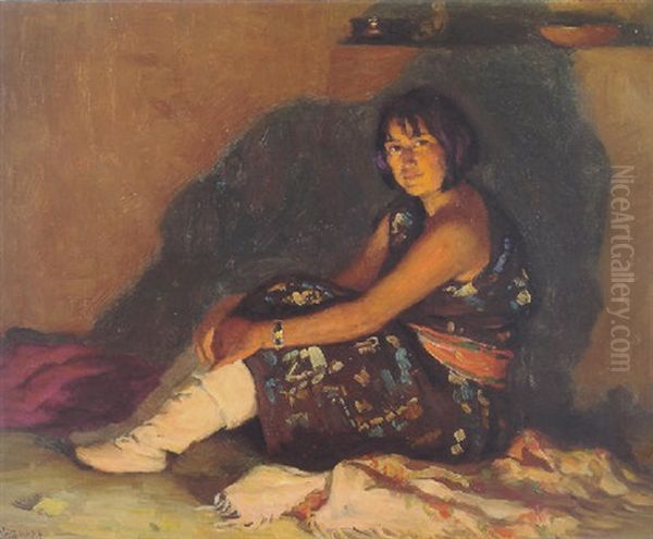 Leaf Down Oil Painting by Joseph Henry Sharp