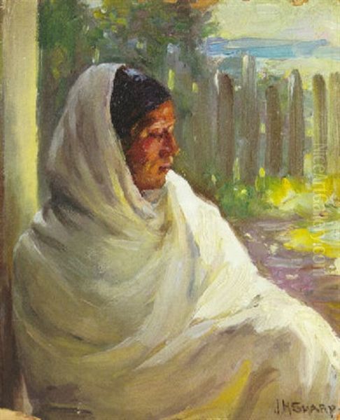 Sunlight Study Of Taos Indian Oil Painting by Joseph Henry Sharp