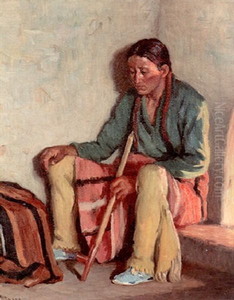 Elk Foot Jerry Oil Painting by Joseph Henry Sharp