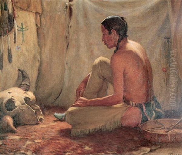 Prayer To The Buffalo Oil Painting by Joseph Henry Sharp