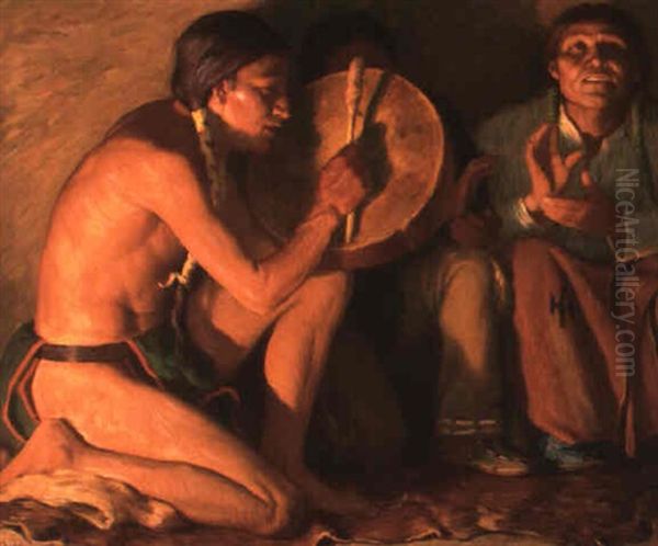 The Chanters Oil Painting by Joseph Henry Sharp