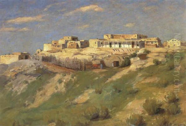 Laguna Pueblo Oil Painting by Joseph Henry Sharp