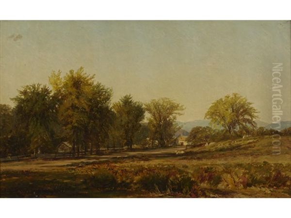 Landscape With Trees And Cottage Oil Painting by Aaron Draper Shattuck