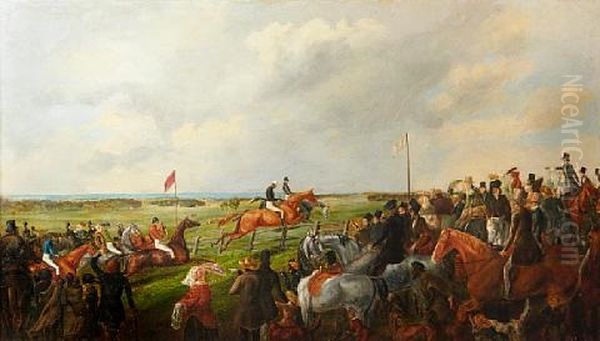 The First Steeplechase In South Australia, 25 September Oil Painting by James Shaw