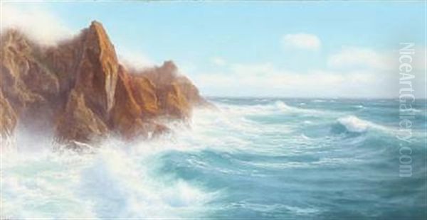 Rocky Coast Oil Painting by Walter Shaw
