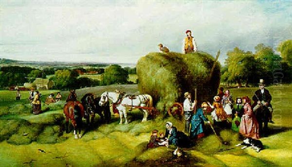 Haymaking Oil Painting by Charles Shayer