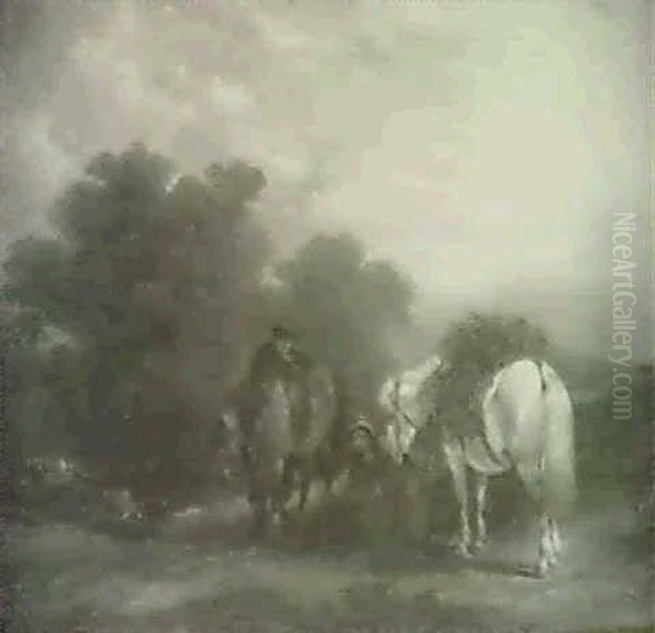 English Countryside With Figures Oil Painting by Charles Shayer