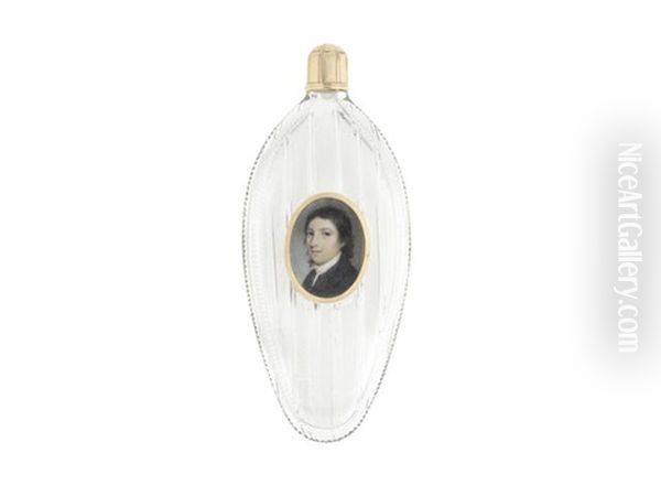 A Gentleman, Wearing Dark Green Coat, White Chemise And Stock, His Dark Hair Falling In Waves To His Shoulders Oil Painting by Samuel Shelley