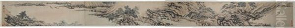 Landscape Painting, Attributed To Shen Zhou 19th C Oil Painting by Shen Zhou