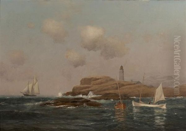 Boon Lighthouse, Isle Of Shoals, New Hampshire Oil Painting by Warren W. Sheppard