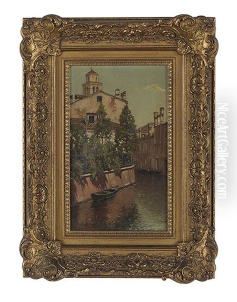 Quiet Venetian Canal Scene Oil Painting by Warren W. Sheppard